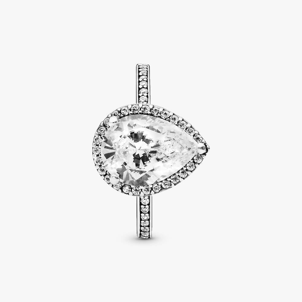 FINAL SALE - Sparkling Teardrop Halo Ring