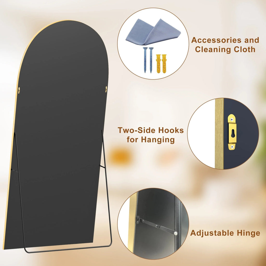 Arched Full Length Floor Mirror With Aluminum Alloy Frame - 65x22, 71x24, 71x28, 71x32