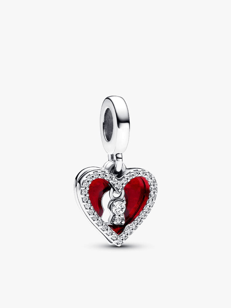 Red Heart & Keyhole Double Dangle Charm
