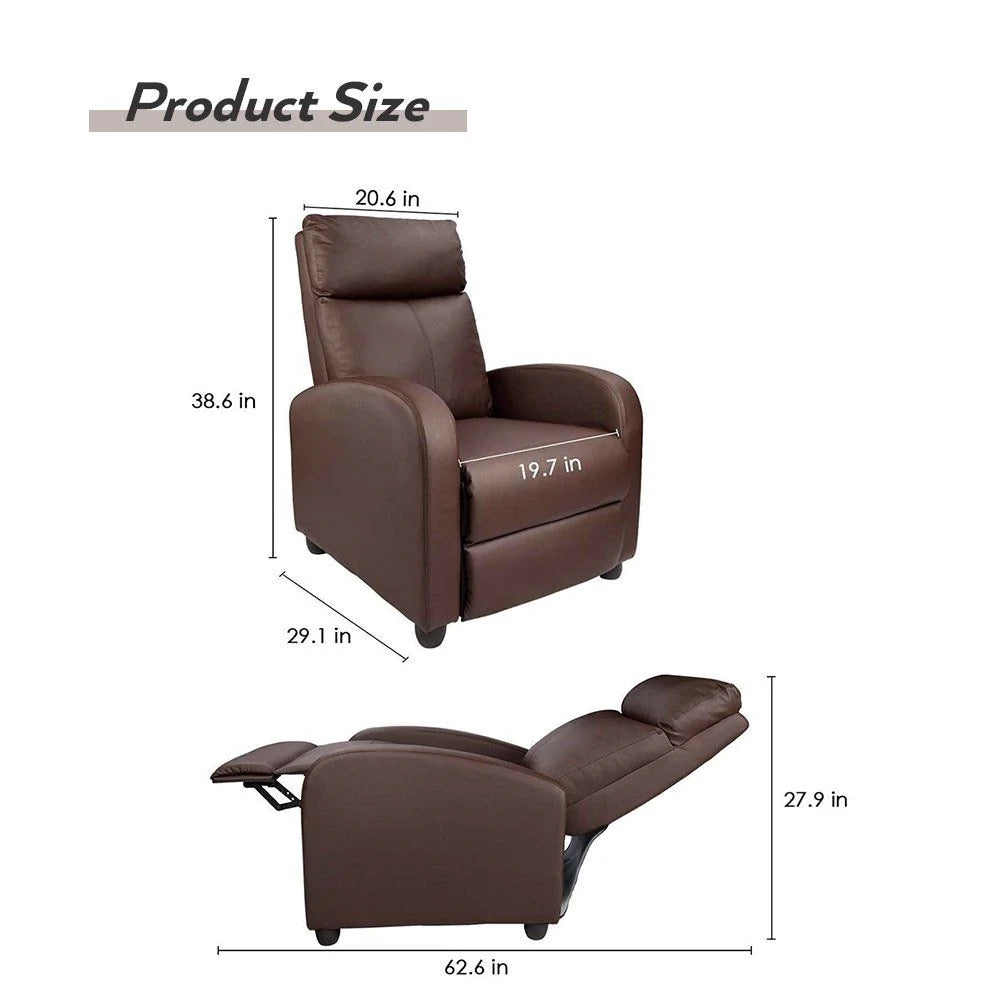 Massage Recliner Chair With PU Faux Leather Upholstery And Padded Seat