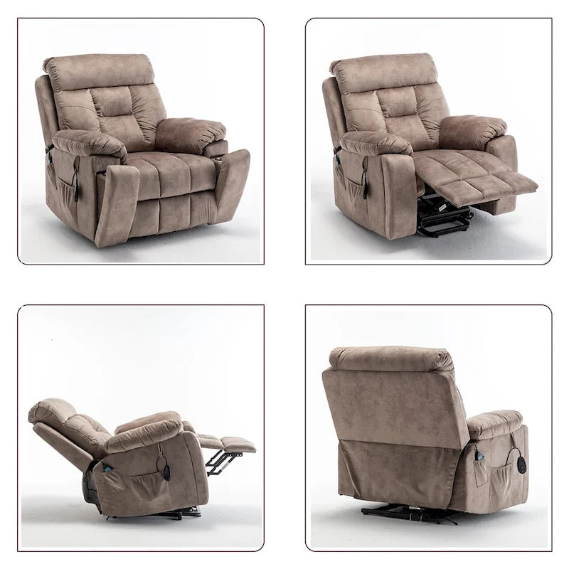 Large Electric Power Lift Recliner With Heat, Massage, Hidden Cup Holder - 40.94W x 38.19D x 42.52H