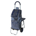 Blue Polka Dot Foldable Shopping Cart With Seat, L 17 in x W 14 in x H 38 in - Trendy With Seat