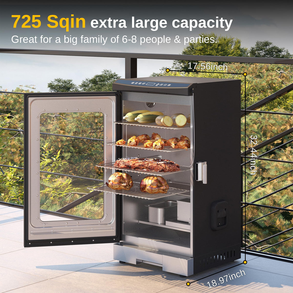 EAST OAK 30in Digital Electric Smoker, 725 Sq. In., Night Blue, Glass Door