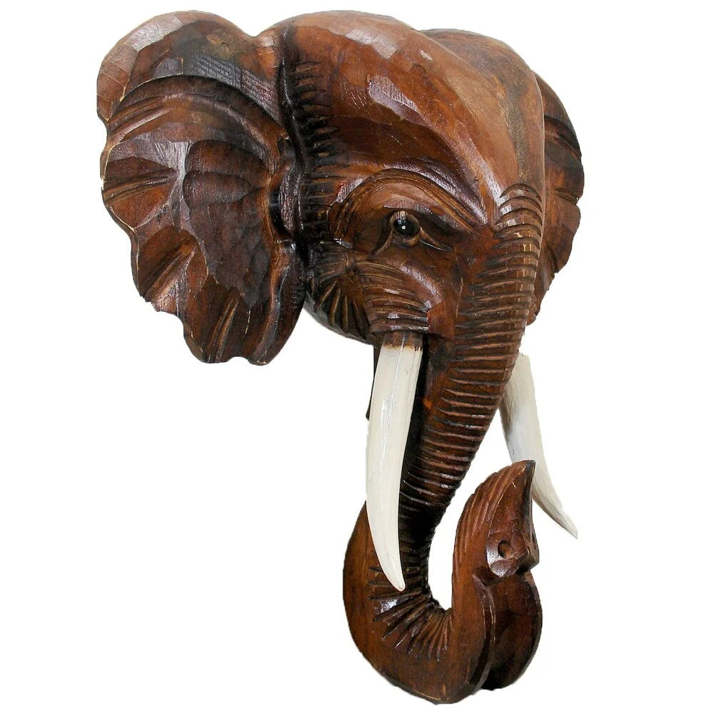 Wooden Elephant Head Wall Decor