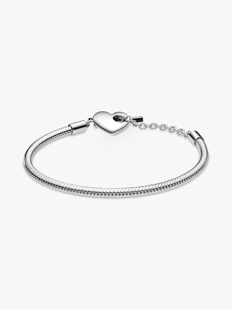 Pandora Moments Heart T-Bar Snake Chain Bracelet