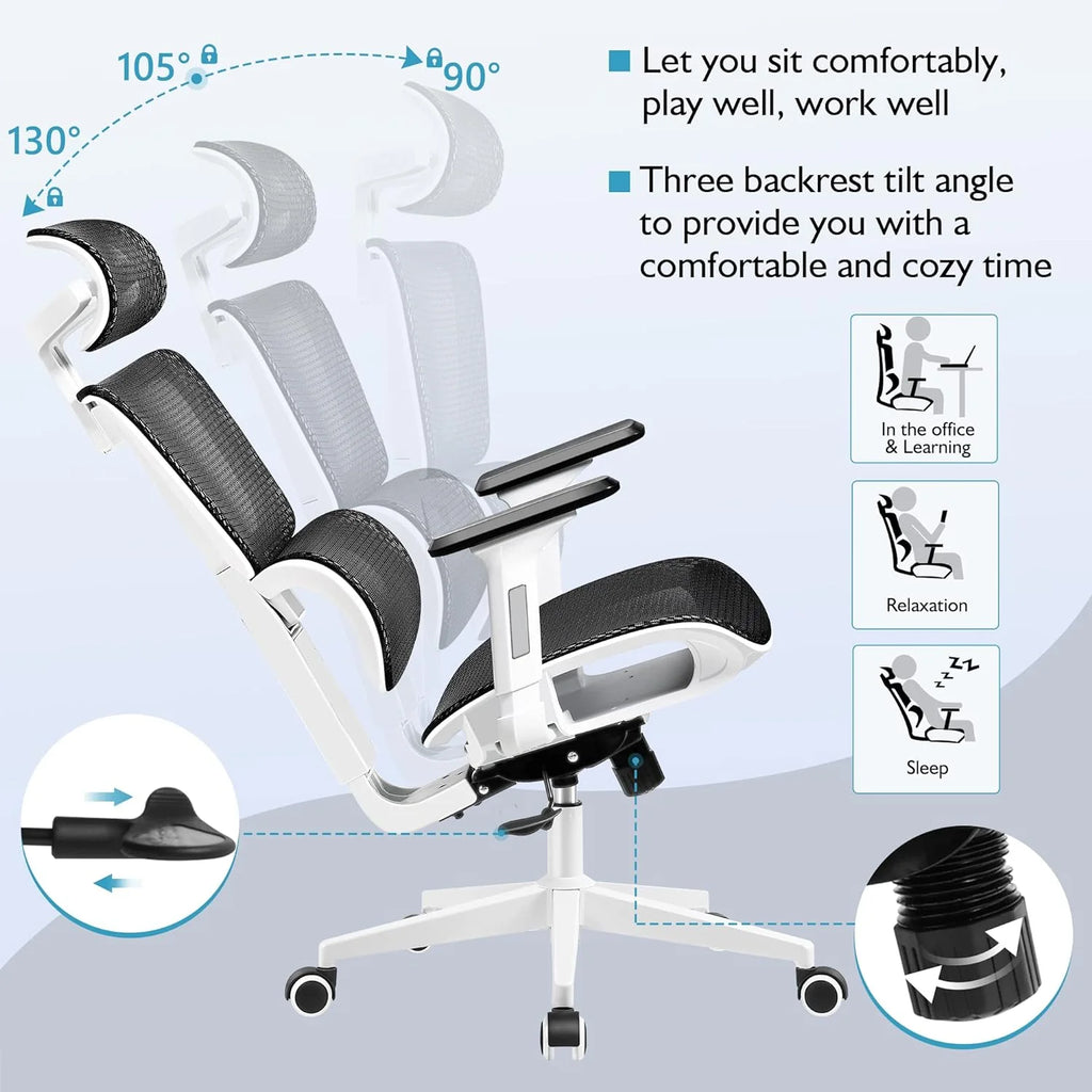 Primy Ergonomic Gaming Office Chair, 23 in D x 12 in W x 20 in H - PR988ZK