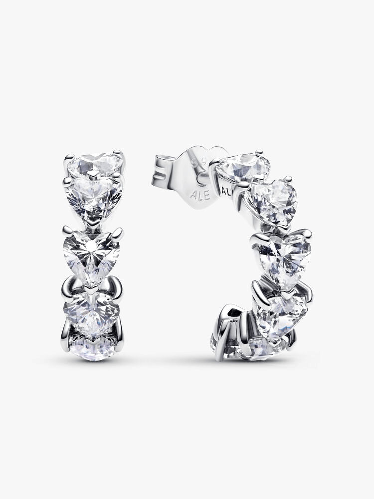 Sparkling Hearts Open Hoop Earrings