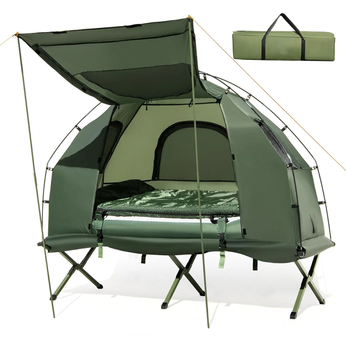 5-in-1 Camping Tent Cot Set With Air Mattress, Pillow And Sleeping Bag - 1-Person / 2-Person
