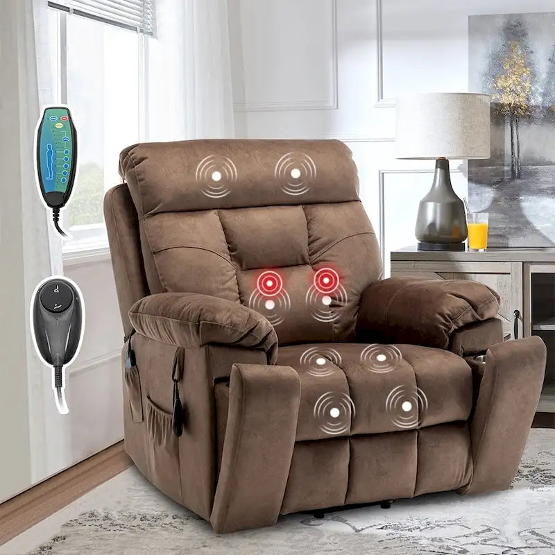 Large Electric Power Lift Recliner With Heat, Massage, Hidden Cup Holder - 40.94W x 38.19D x 42.52H
