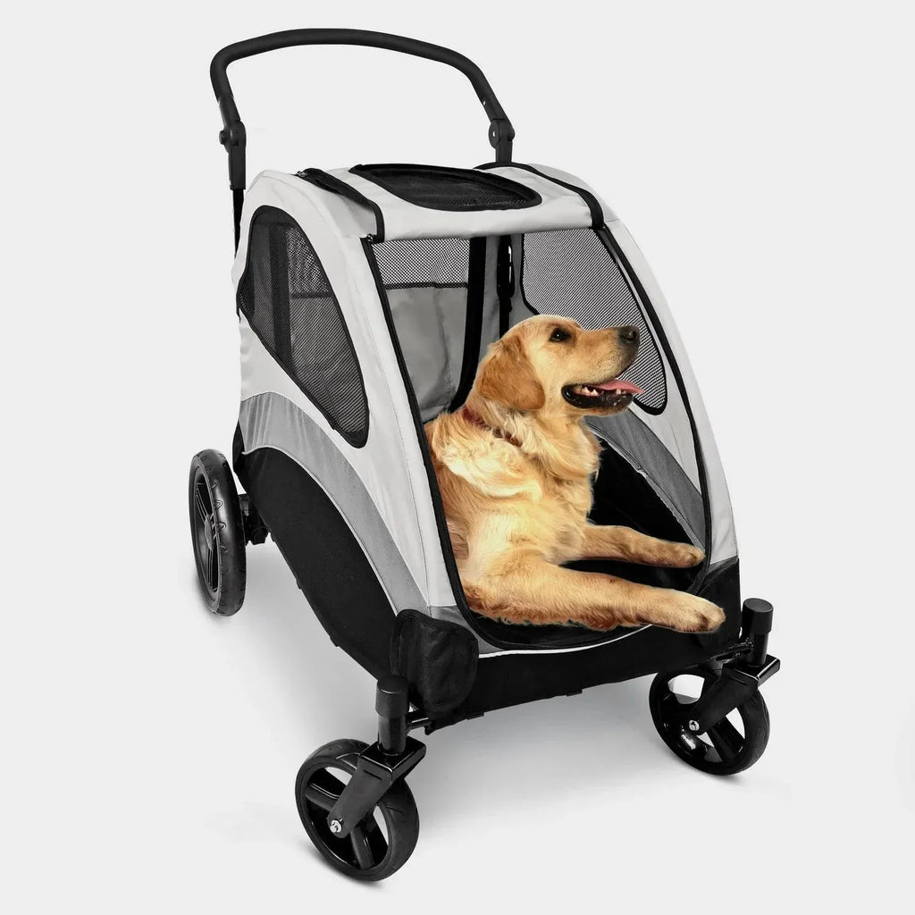 Poloma Foldable Pet Stroller For Large Or 2 Dogs Cats, Gray - GS-307Z