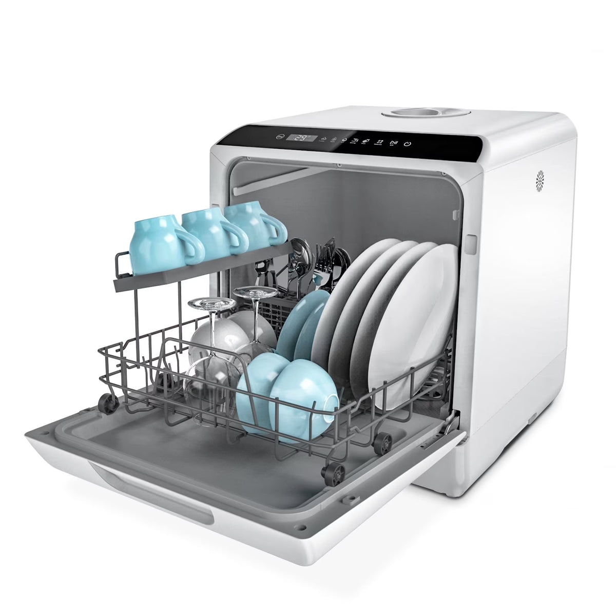 Hermitlux Portable Countertop Dishwasher, 5L Built-In Water Tank, 4 Place Settings - HMX-DW03