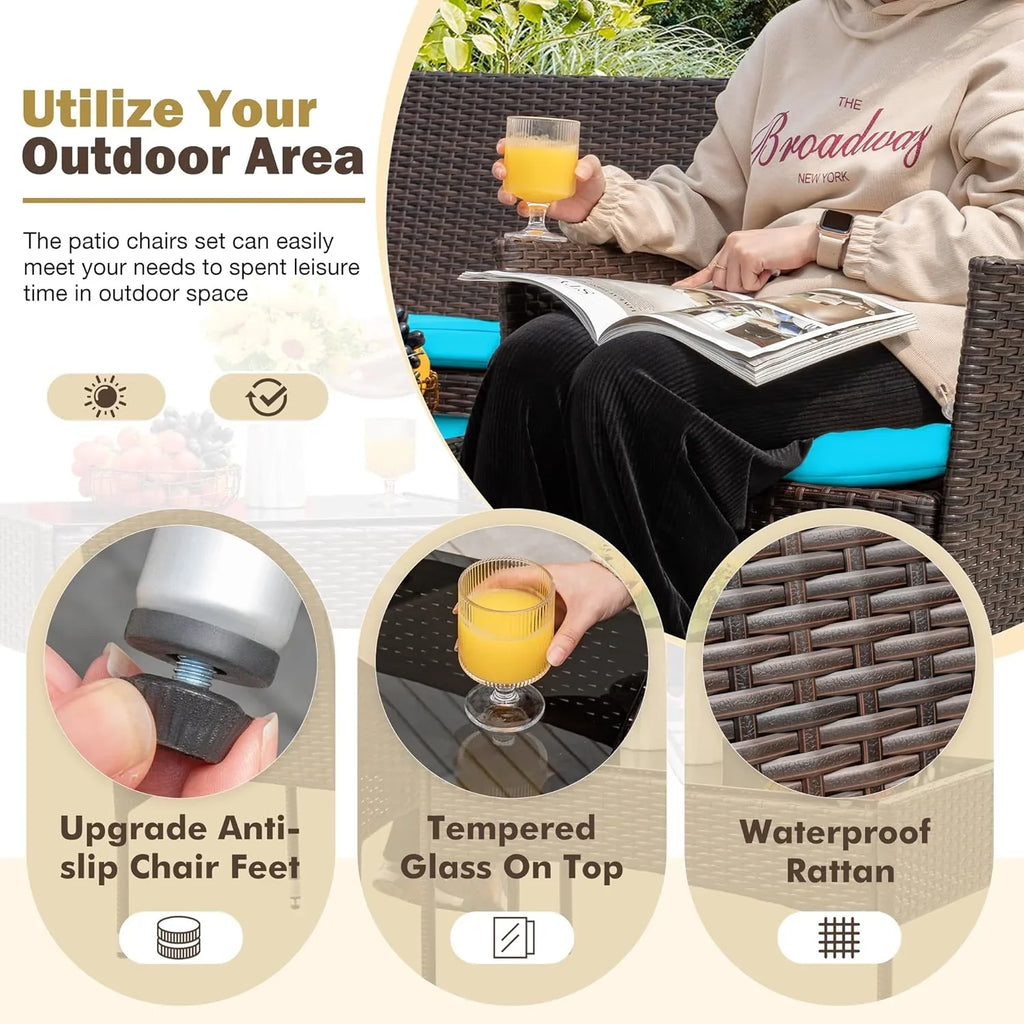4-Piece Patio Rattan Wicker Furniture Set - T-LCRF834M18