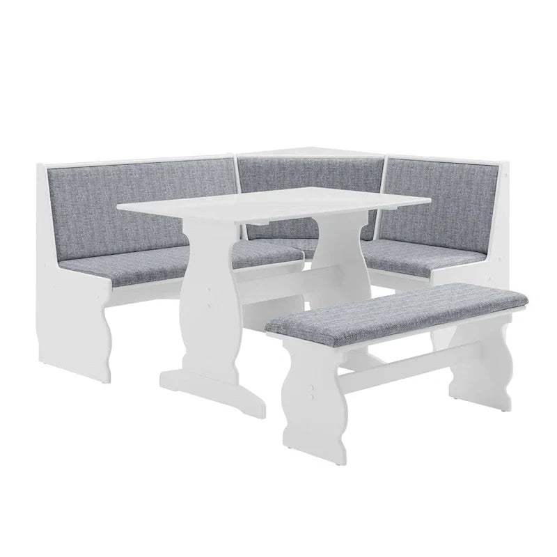 Hannah Breakfast Nook 3-Piece Dining Set With Corner Bench