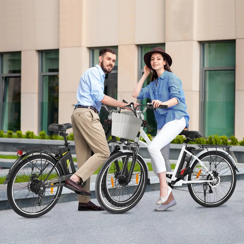PEXMOR Adult Electric Bike 350W Peak 500W 36V 12.5AH 26in Cruiser