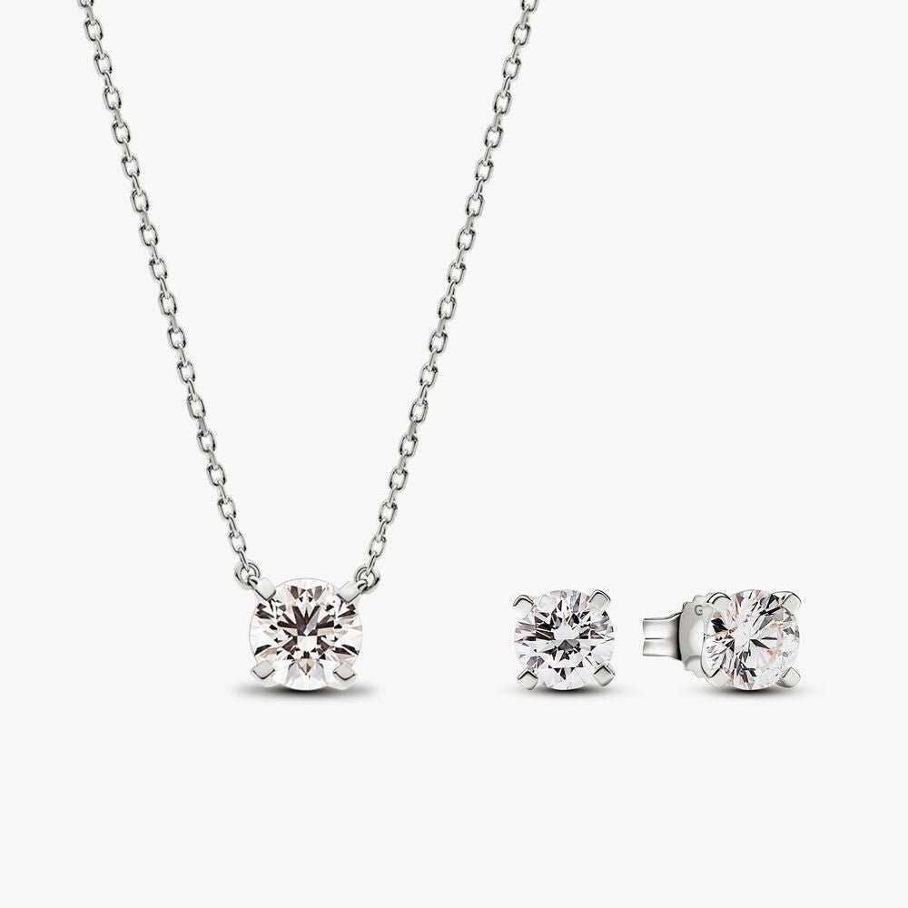 Pandora Era Lab-grown Diamond Pendant Necklace and Earring Set 2.00 carat tw 14k White Gold