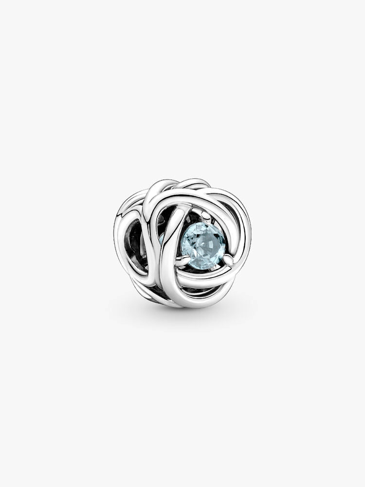 March Sea Aqua Blue Eternity Circle Charm