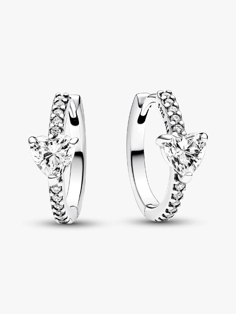Sparkling Heart Hoop Earrings