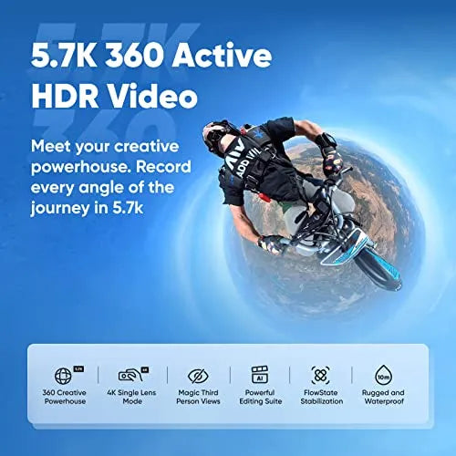 Insta360 X3 Motorcycle Kit 360 Action Camera With 1/2 Inch 48MP Sensors - X3