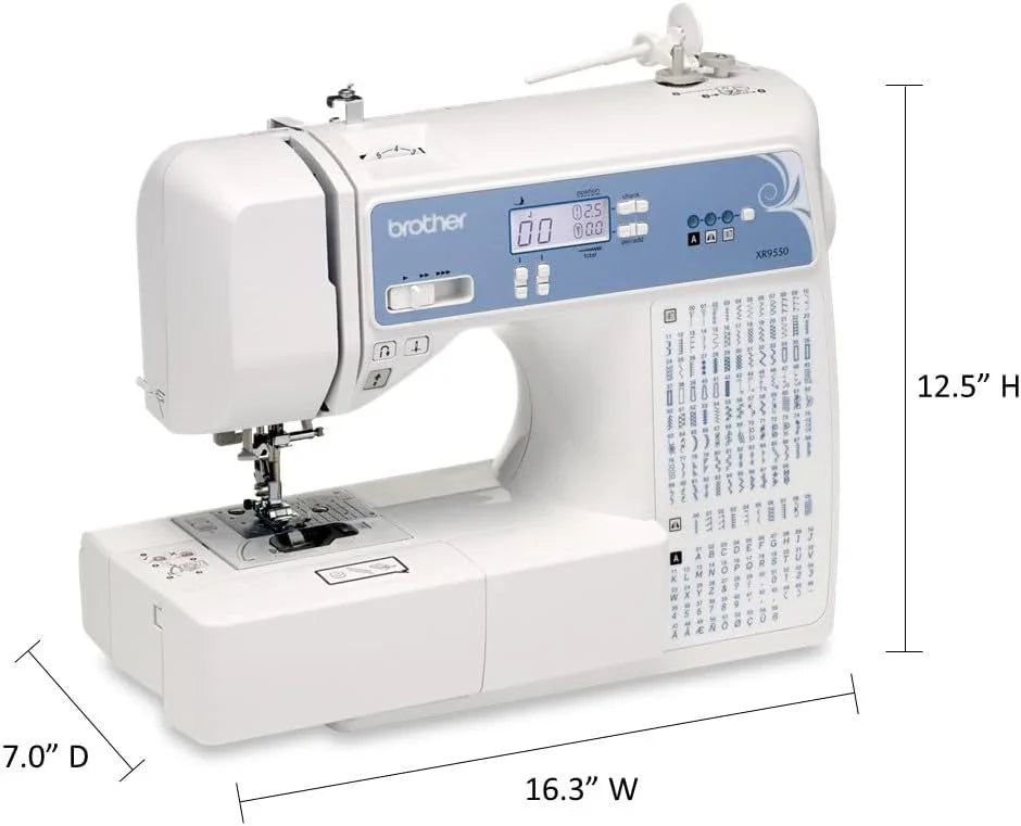 Brother Computerized Sewing And Quilting Machine, 165 Built-In Stitches, LCD Display, White, 20x12x17 - XR9550