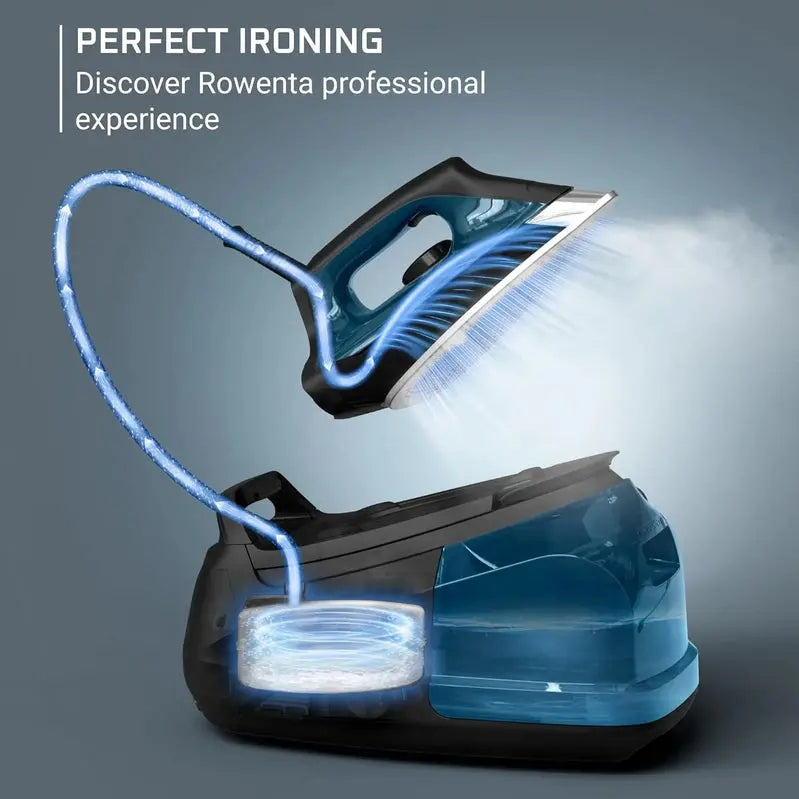 Rowenta Steam Generator Iron, 1800W, 1.1L Tank, Blue, 18.11in x 11.81in - DG8624