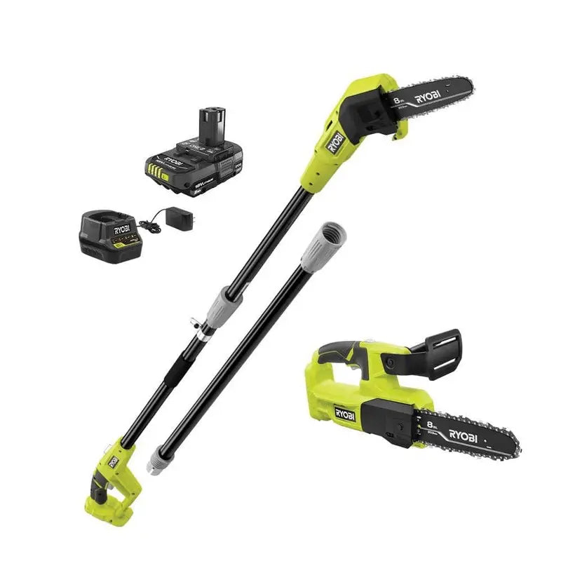 RYOBI ONE+ 18V 8 in Cordless Pole Saw And Pruning Saw Combo Kit With 2.0 Ah Battery And Charger - P20310