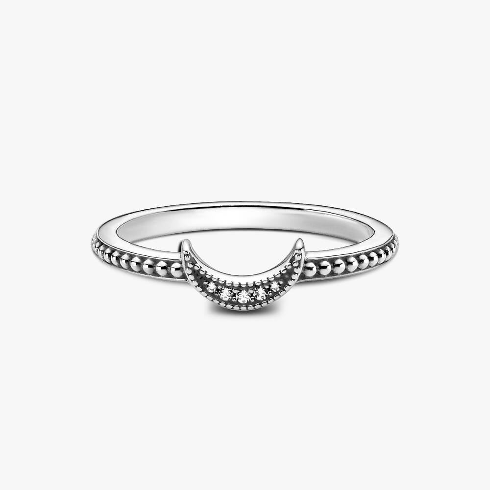 FINAL SALE - Crescent Moon Beaded Ring