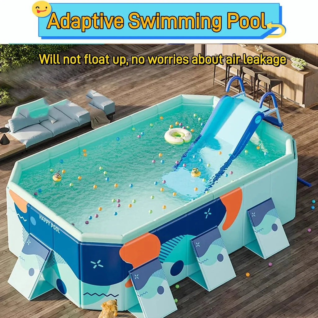 Houtclort Inflatable Swimming Pool Slide, Blue, 57in L x 7.8in W x 27in H