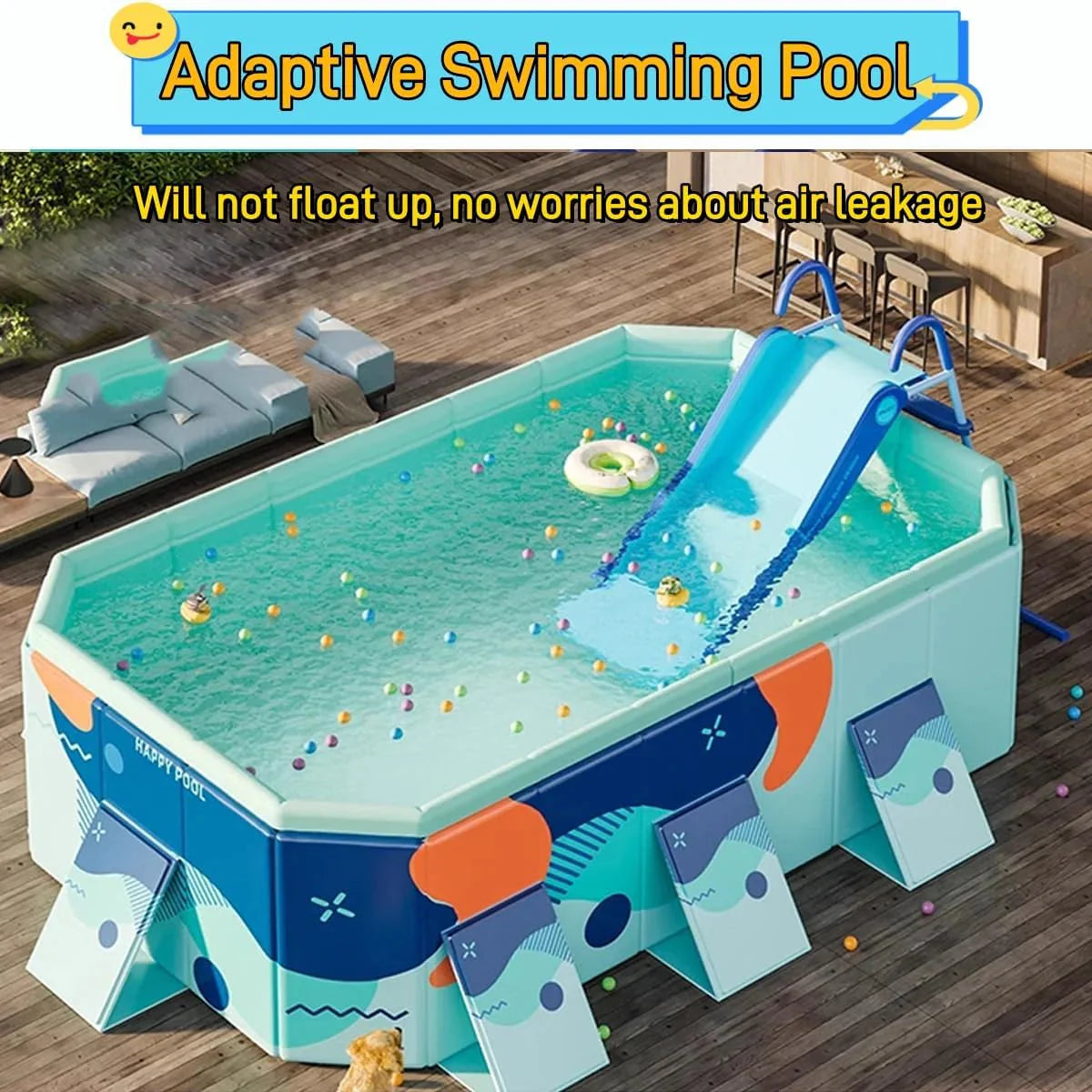 Houtclort Inflatable Swimming Pool Slide, Blue, 57in L x 7.8in W x 27in H