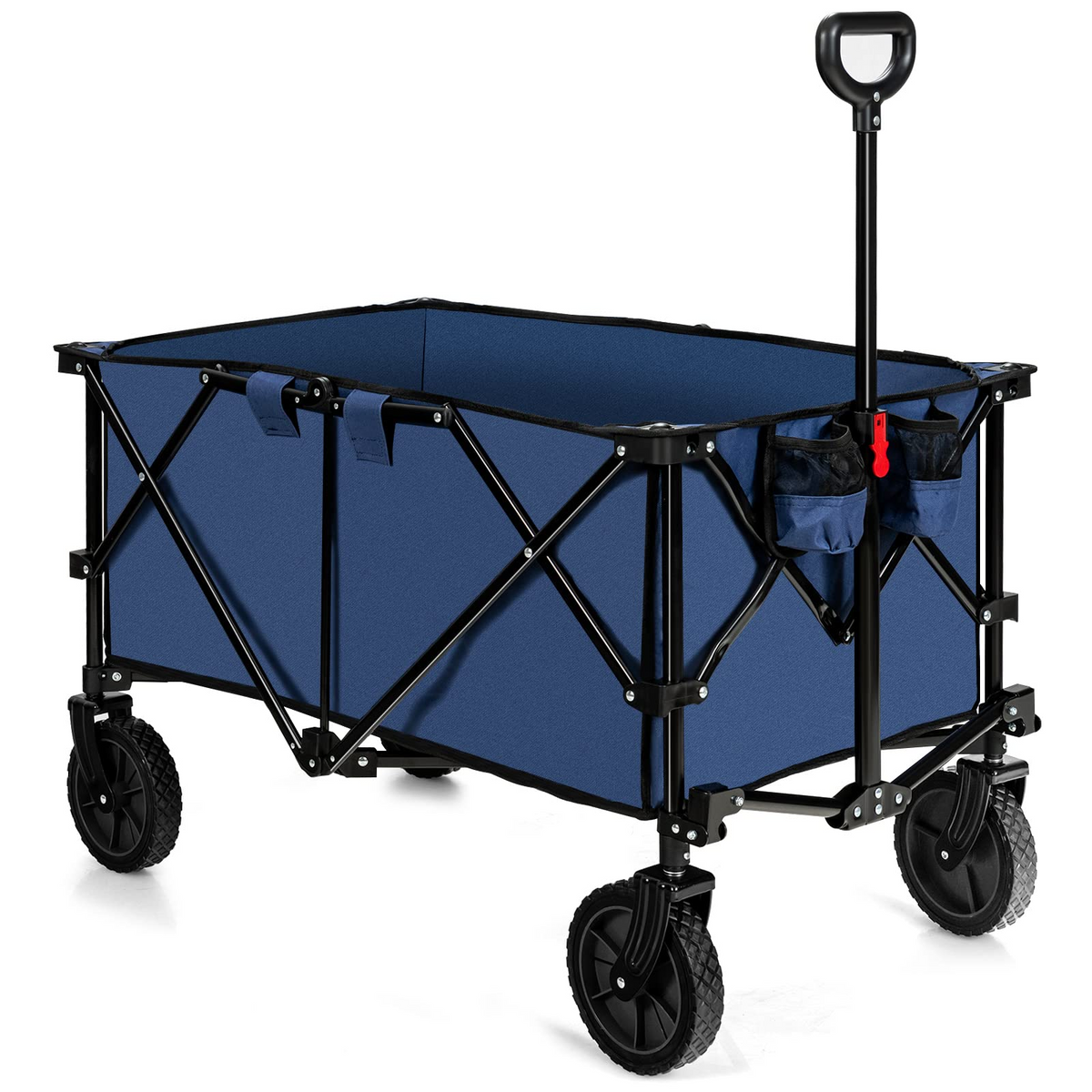 Collapsible Folding Utility Wagon Cart With 7.5 Cu. Ft. Capacity And Adjustable Handle