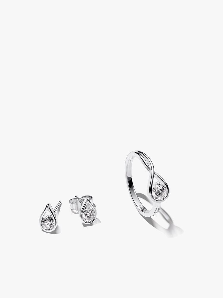 Pandora Infinite Lab-grown Diamond Ring and Earrings Set 1 ct tw Sterling Silver
