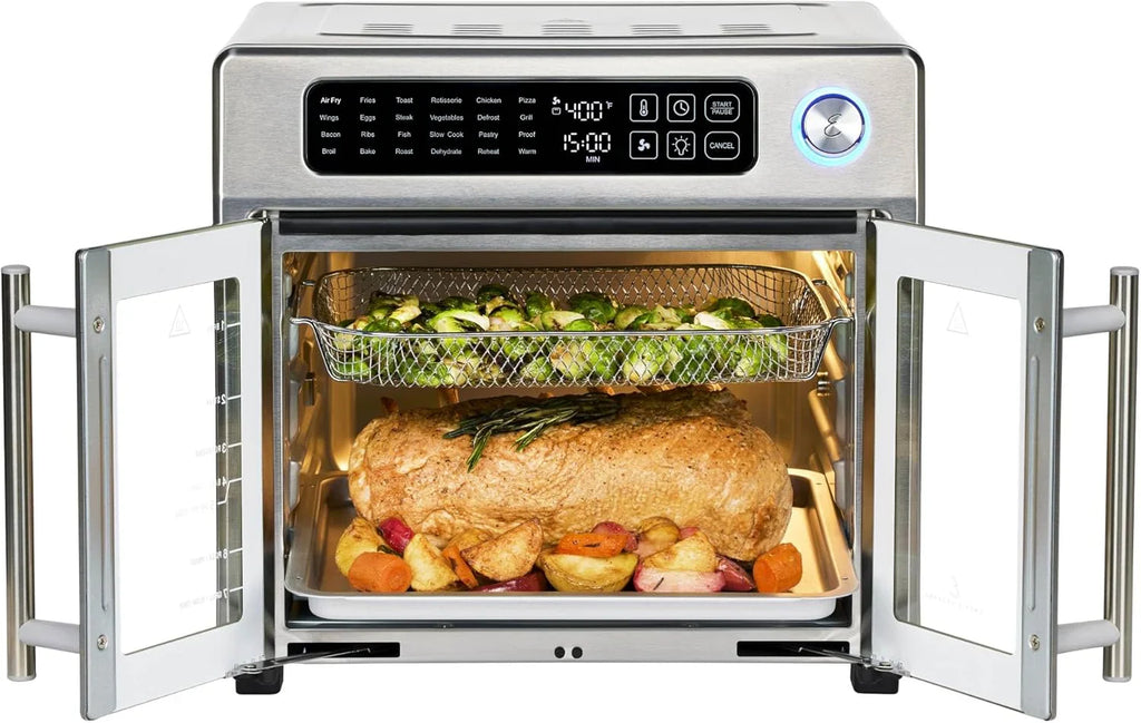 Emeril Lagasse French Door Air Fryer Toaster Oven Combo, 26-Quart, 24 Cooking Functions, Stainless Steel