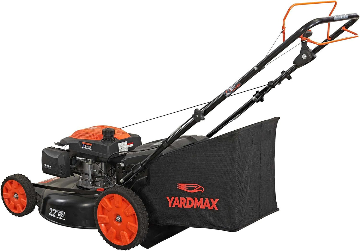 YARDMAX 22 in 201cc 6-Speed CVT RWD 3-in-1 Self-Propelled Lawn Mower, Black - YG2760