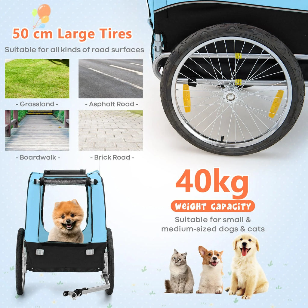 Pet Bicycle Trailer For Small And Medium-Sized Dogs And Cats, 40kg Capacity