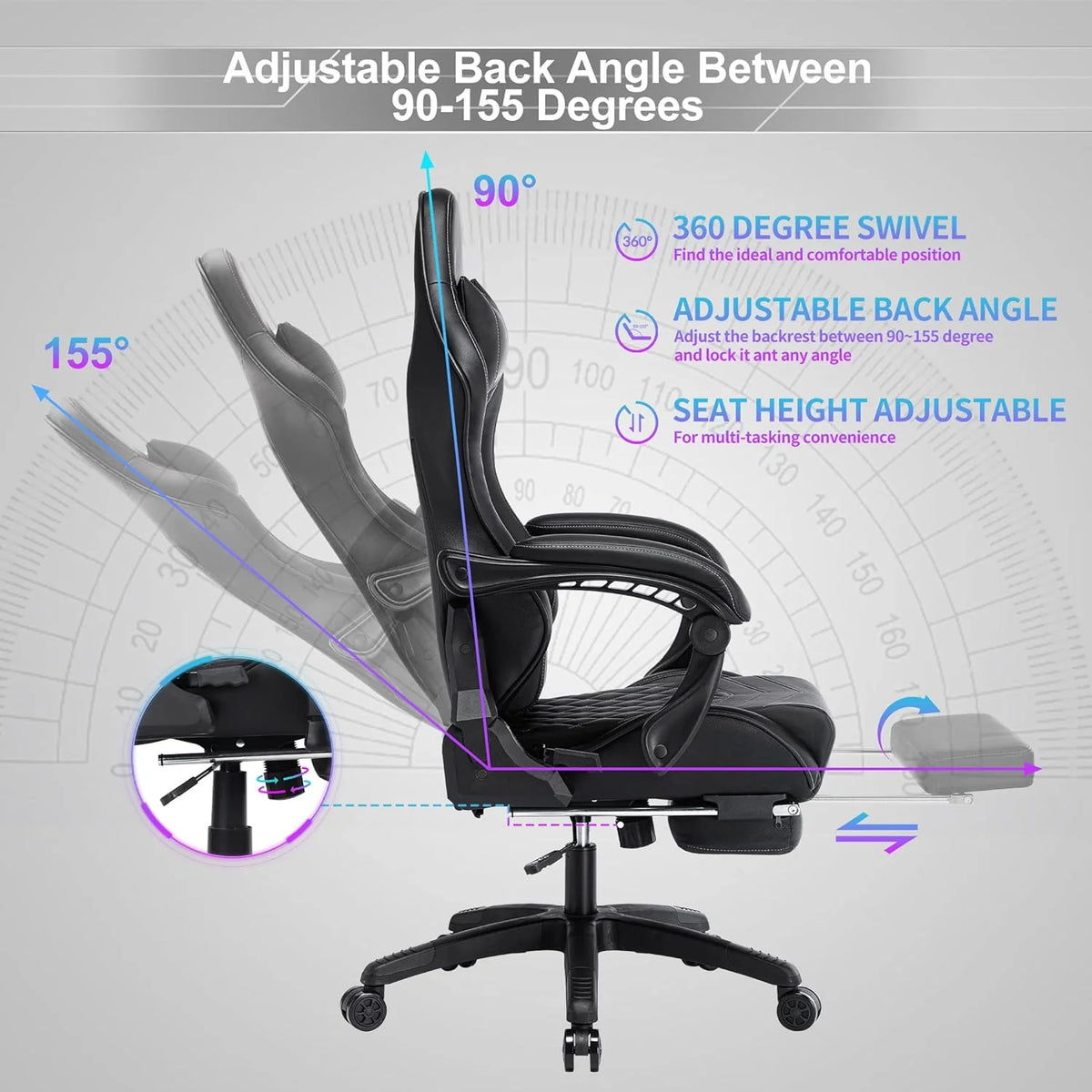 Blue Whale PU Leather Big And Tall Ergonomic Office Gaming Chair, 350 Pounds - B0BTCQ3VVW