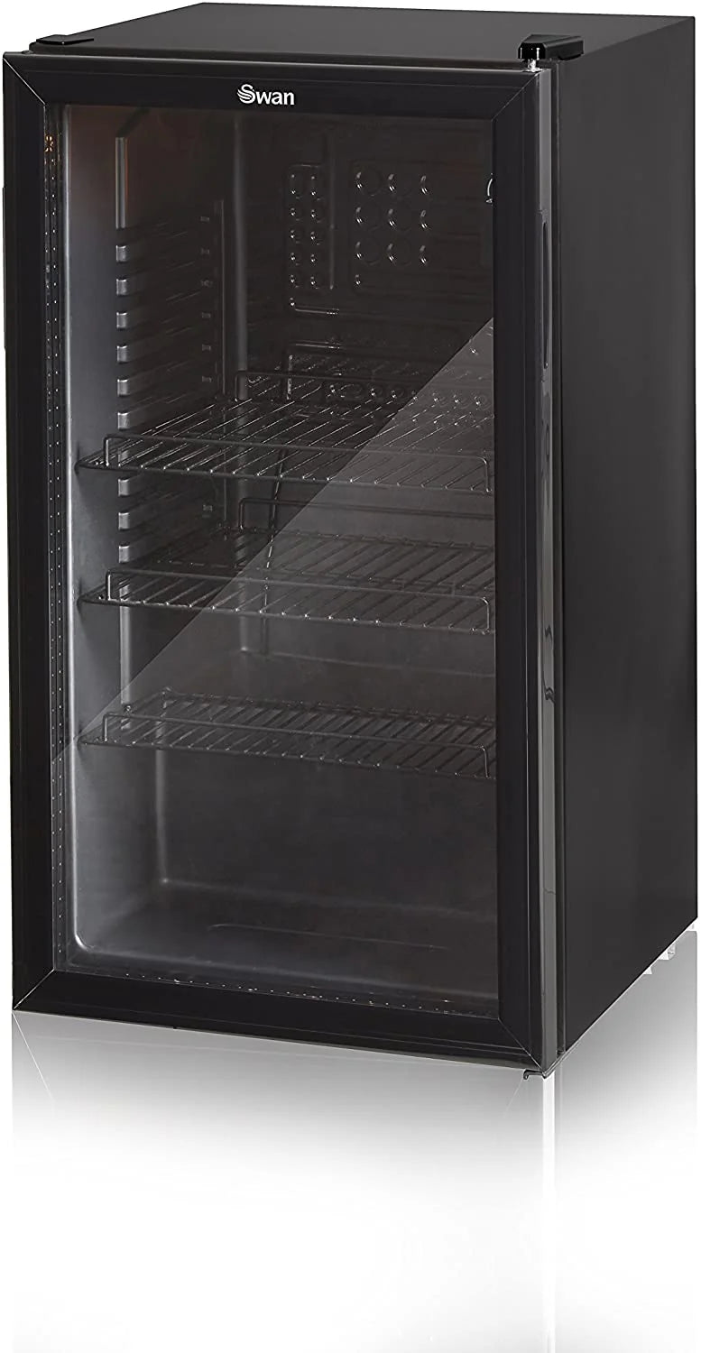 Swan Glass Fronted Under Counter Beverage Cooler, 80L, Black - SR12030BN