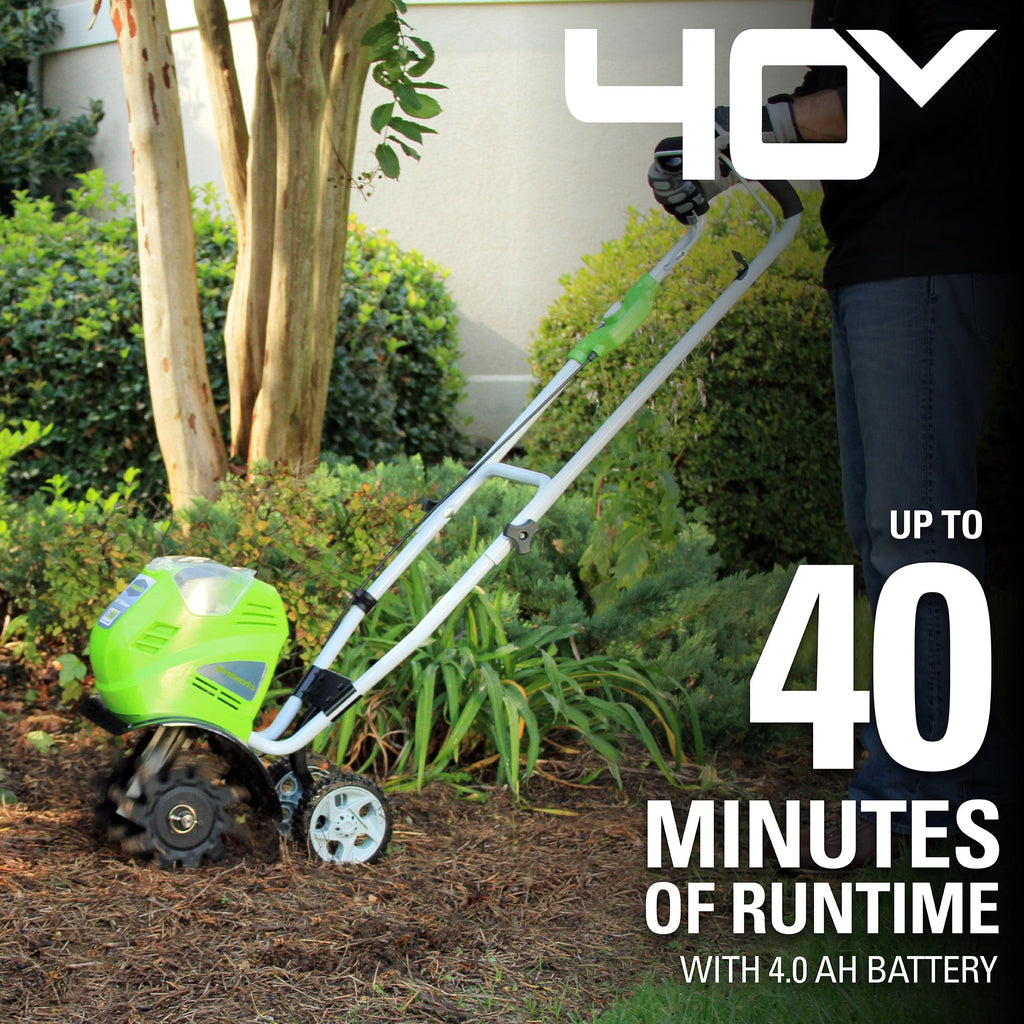 Greenworks 40V 10-Inch Cordless Cultivator/Tiller With 40 Ah Battery And Charger - 27062