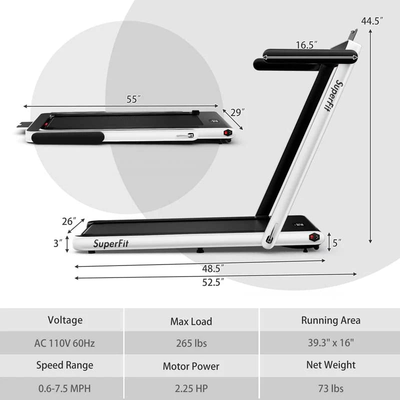 GYMAX 2-in-1 Folding Under Desk Treadmill With Speaker, App And Remote Control - 2.5HP
