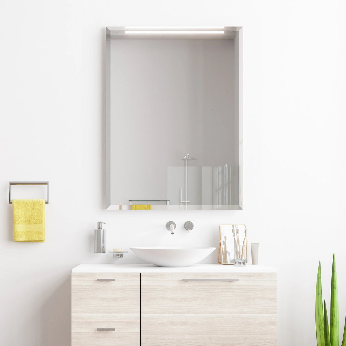 Frameless Beveled Prism Wall Mirror - Clear