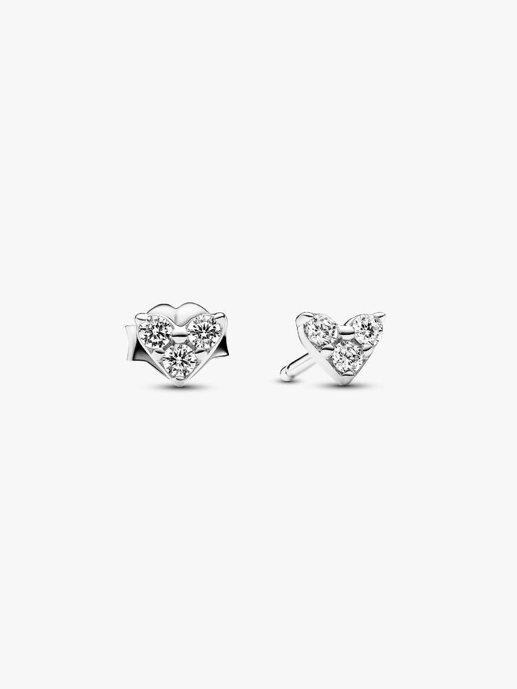 Triple Stone Heart Station Necklace and Earring Set
