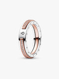 Pandora Signature Two-tone Logo & Pavé Ring
