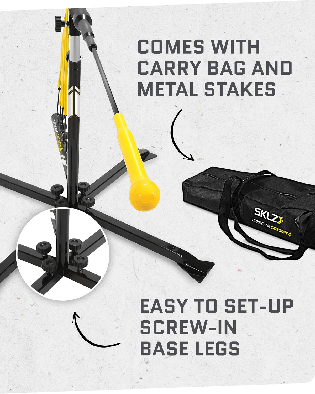 Adjustable Height Baseball And Softball Swing Trainer, 23-38 in - Batting Practice Equipment