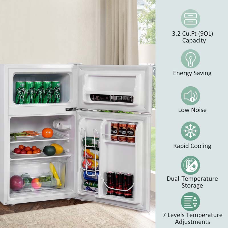 3.2 Cu. Ft. 2-Door Compact Refrigerator With Freezer - Black, Gray Or White