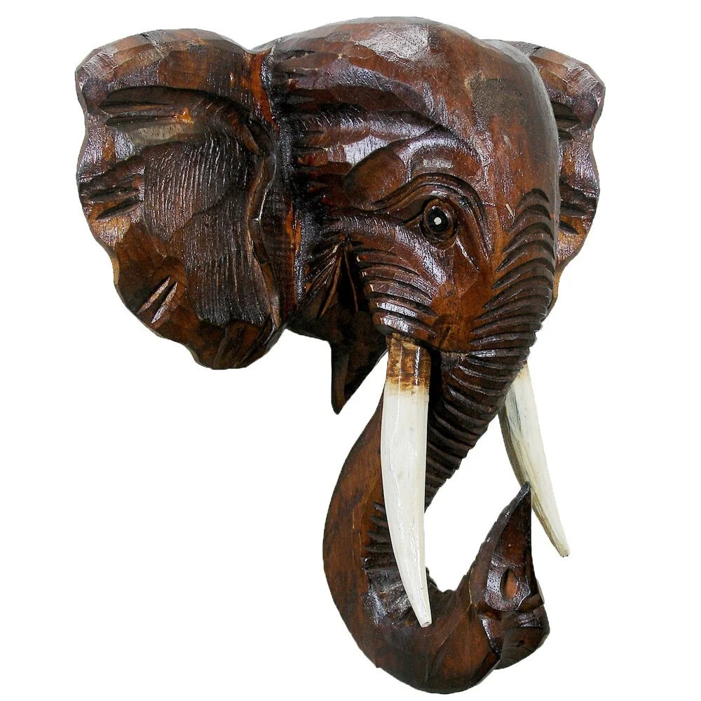 Wooden Elephant Head Wall Decor