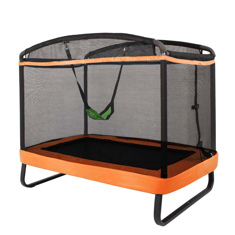 6 FT Kids Rectangle Trampoline With Swing And Safety Fence - ASTM Approved, Ages 3-8