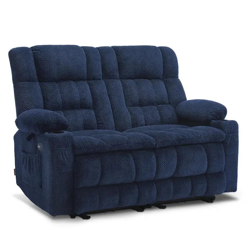 MCombo Power Reclining Loveseat With Heat, Vibration, Cupholders And USB Charge Ports - RS6314