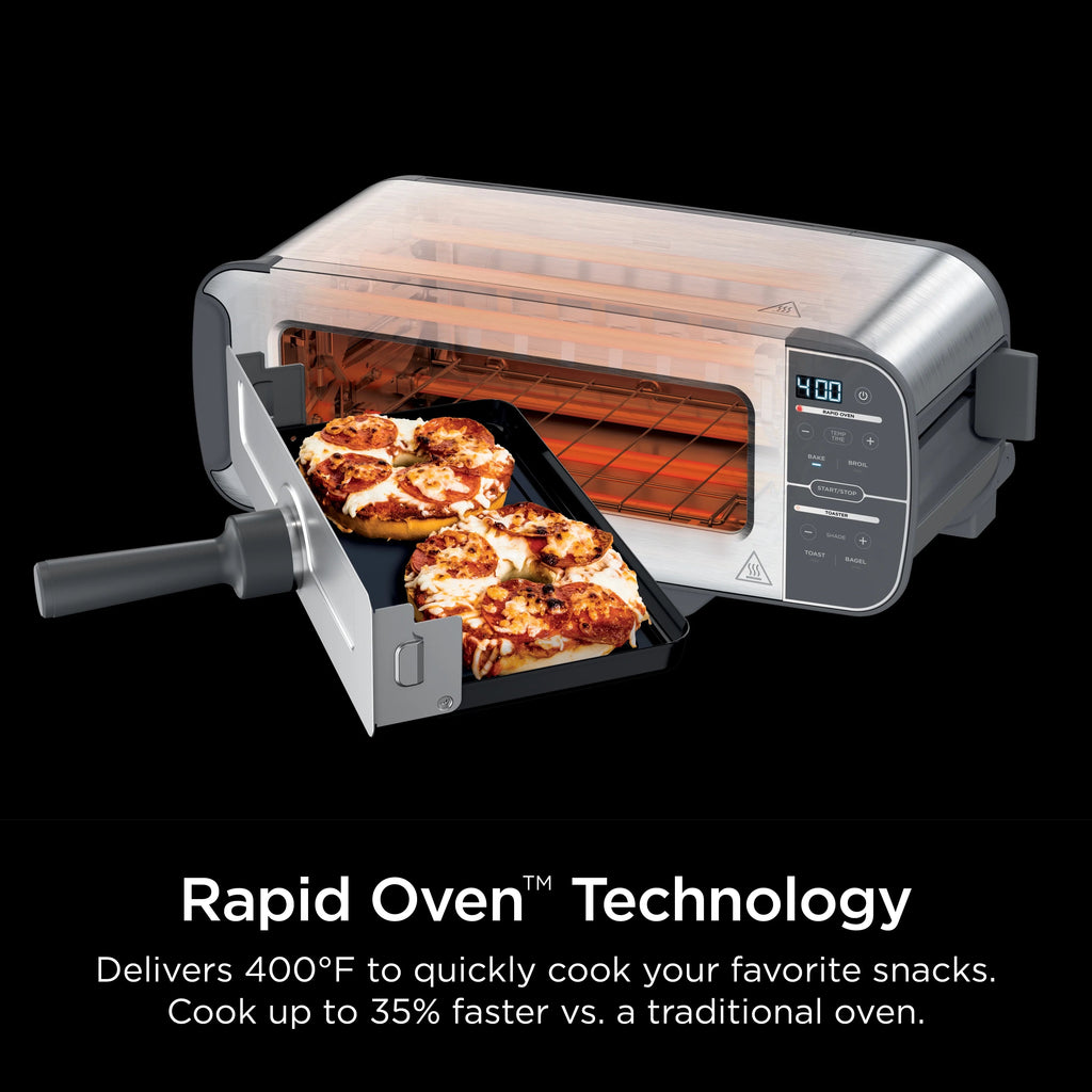 Ninja Foodi 2-in-1 Flip Toaster And Compact Toaster Oven, 2-Slice, 1500 Watts - ST100