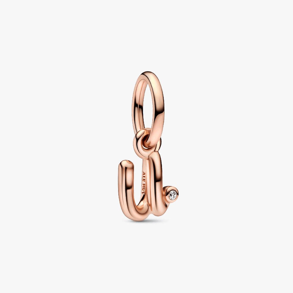 FINAL SALE - Letter U Script Alphabet Dangle Charm