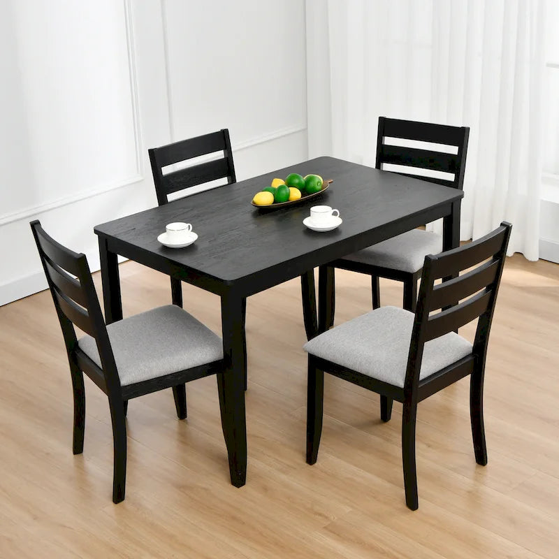 5-Piece Solid Wood Dining Table Set With 4 Slat Back Chairs - 47L