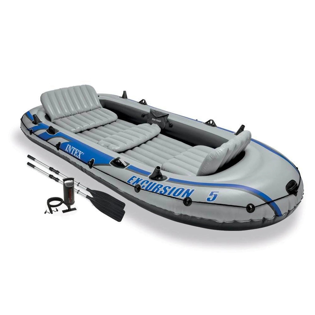 Intex Excursion 5 Person Inflatable Fishing Boat With Composite Motor Mount