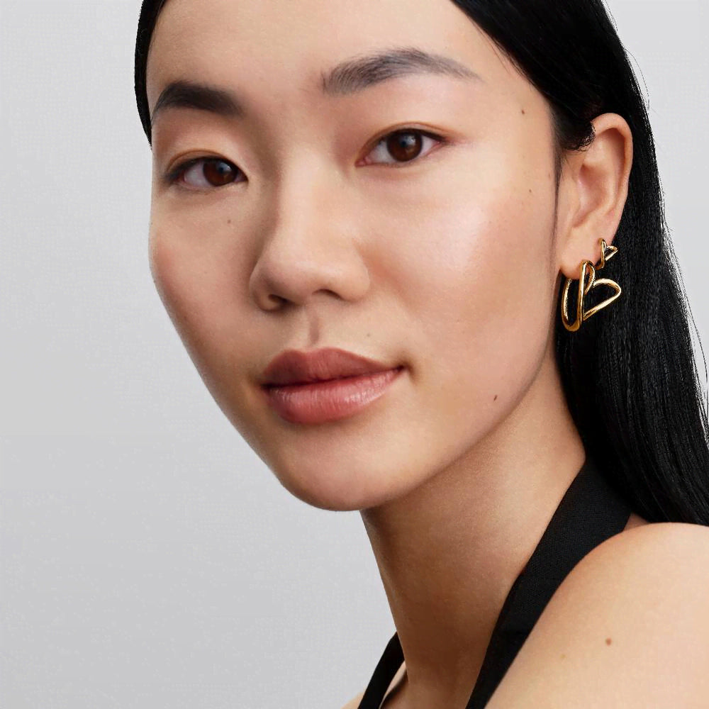 Organically Shaped Heart Small Hoop Earrings